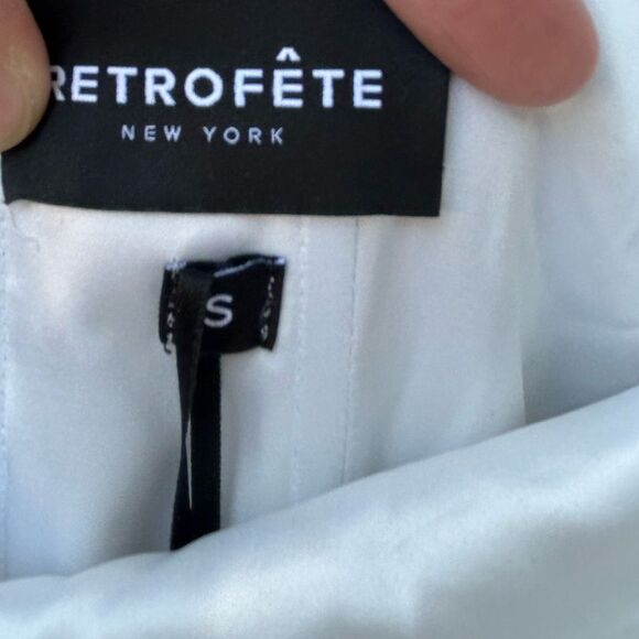 Retrofete Verena Snake Animal Print Silk Ruffle Strapless dress size small NWT - Picture 10 of 11